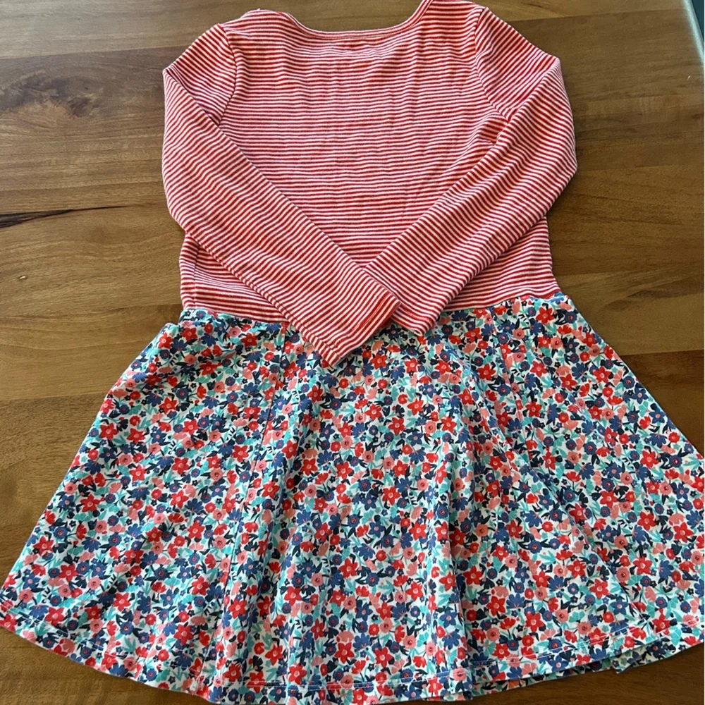 Tea Collection - Red & White Striped Top with Floral Skirt Dress. Size 7 - Picture 6 of 6